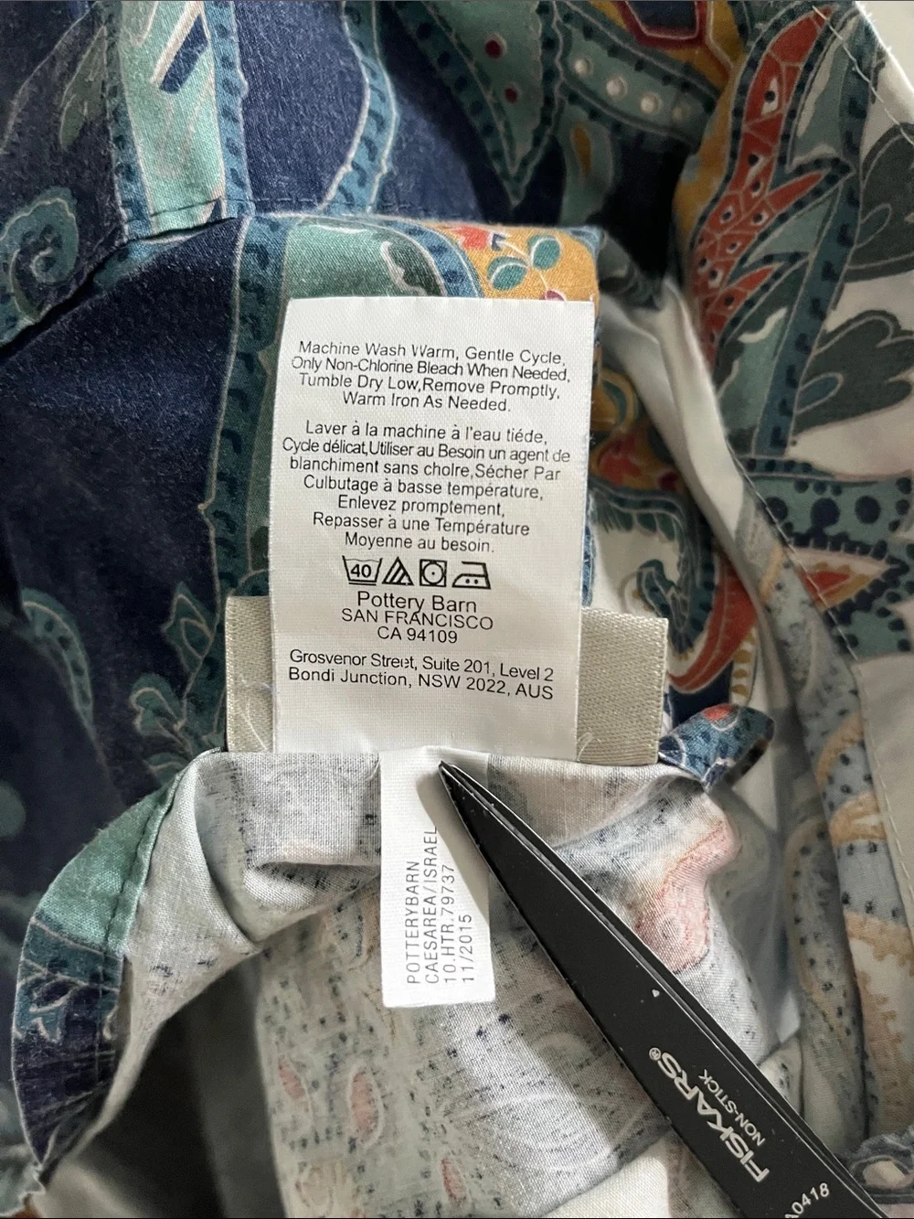 2 Pottery Barn Leah Paisley Euro pillow shams reversible blue white 27x30